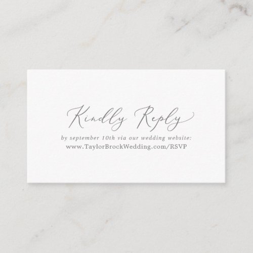 Delicate Silver Calligraphy Wedding Website RSVP Enclosure Card