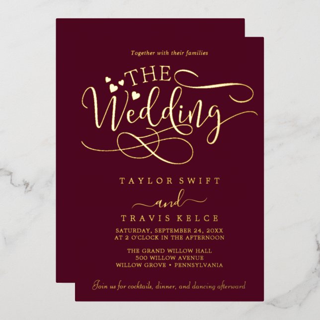 Delicate Silver Foil Calligraphy | The Wedding Of  Foil Invitation (Front/Back)