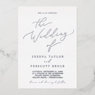 Delicate Silver Foil Calligraphy The Wedding Of Foil Invitation