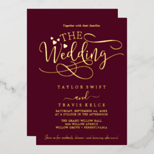 Delicate Silver Foil Calligraphy   The Wedding Of  Invitation