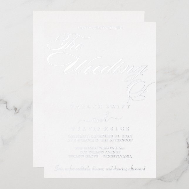 Delicate Silver Foil Calligraphy | The Wedding Of  Invitation (Front/Back)