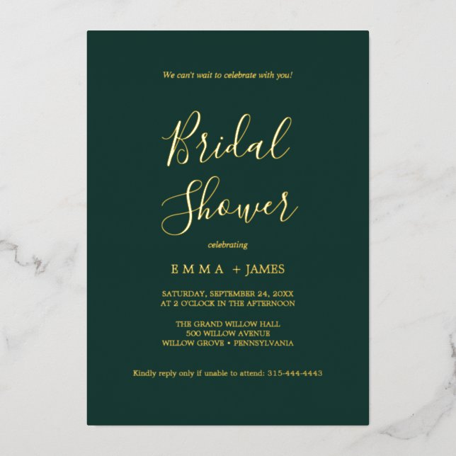 Delicate Silver Foil Gray Bridal Shower  Invitation (Front)