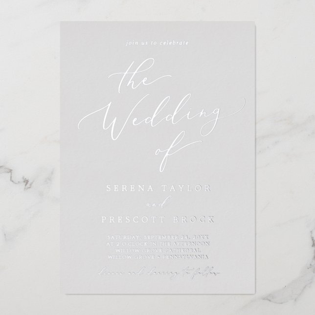 Delicate Silver Foil | Gray The Wedding Of Invitation (Front)