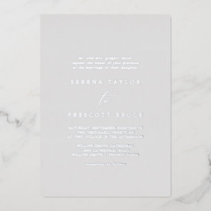 Delicate Silver Foil   Gray Traditional Wedding Invitation