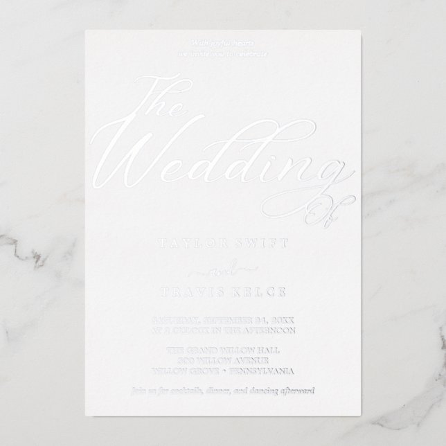 Delicate Silver Foil | New Year’s Eve Wedding  Foil Invitation (Front)