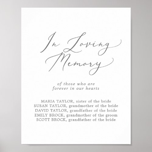 Delicate Silver Loving Memory Wedding Memorial Poster