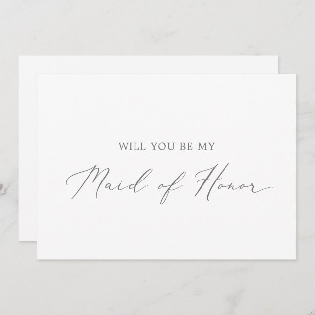 Delicate Silver Maid of Honor Proposal Card (Front/Back)