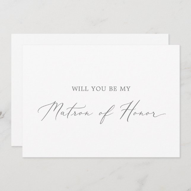 Delicate Silver Matron of Honor Proposal Card (Front/Back)