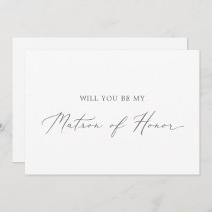 Delicate Silver Matron of Honor Proposal Card