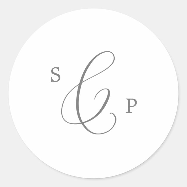 Delicate Silver Monogram Wedding Envelope Seals (Front)