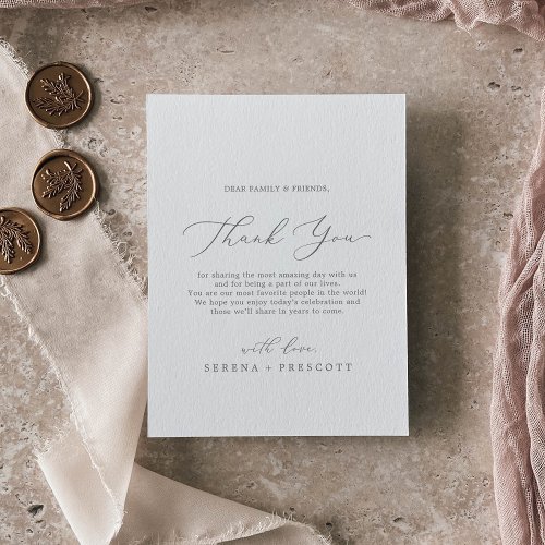 Delicate Silver Thank You Reception Card