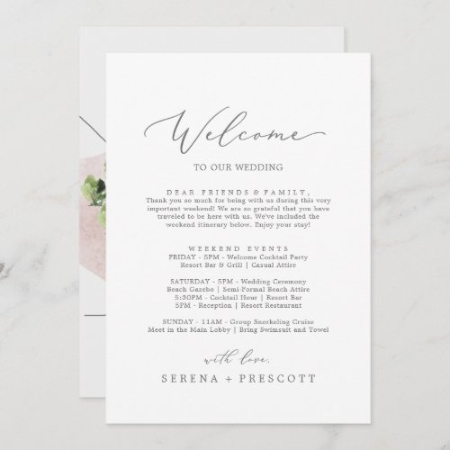 Delicate Silver Welcome Letter Itinerary  Map