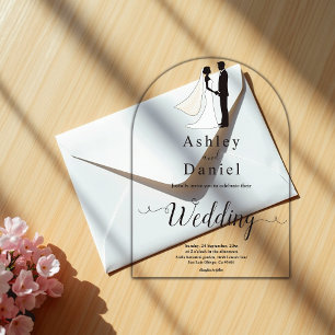 Delicate Simple Black And White Romantic Wedding Acrylic Invitations