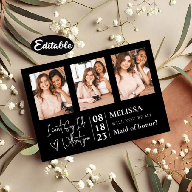 Delicate Simple Photo Collage Bridesmaid Proposal Invitation (Creator Uploaded)
