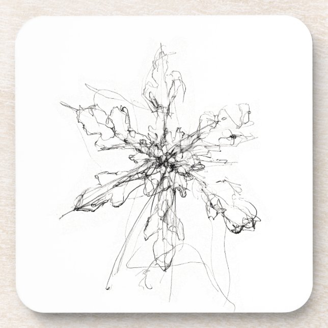 Delicate Single Snowflake  Beverage Coaster (Front)