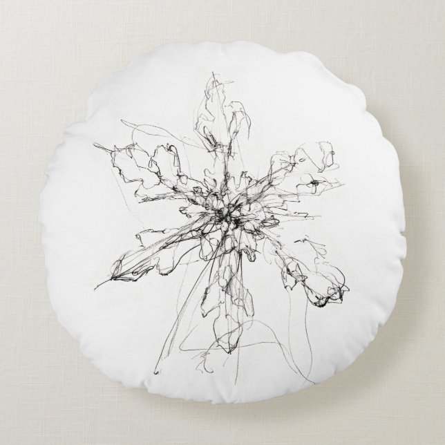 Delicate Single Snowflake  Round Pillow (Front)