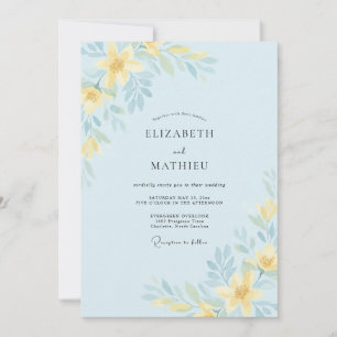 Delicate Sky Yellow Wildflower Wedding Invitation