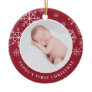 Delicate Snow | Baby's First Christmas Photo Ceramic Ornament