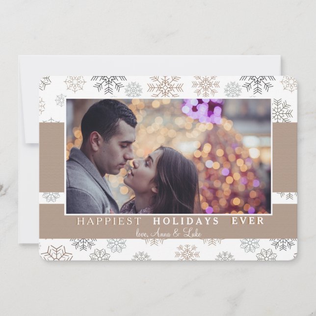 Delicate Snow Photo Holiday Card (Front)