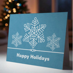 Delicate Snowflakes Christmas Card, Light Blue Holiday Card