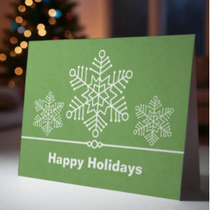 Delicate Snowflakes Christmas Card, Sage Green Holiday Card