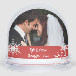 Delicate Snowflakes Double Photo Snow Globe
