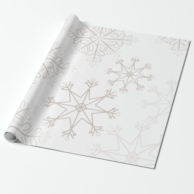 Delicate Snowflakes White Christmas Wrapping Paper (Unrolled)