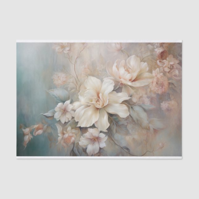 Delicate, Soft Beautiful Elegant Florals Decoupage Tissue Paper (Front)