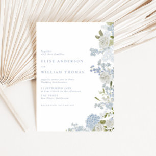 Delicate Soft Blue Floral Wedding Invitation