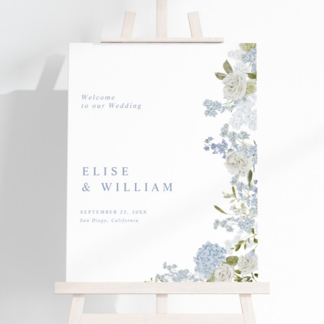 Delicate Soft Blue Floral Wedding Welcome Sign (Creator Uploaded)