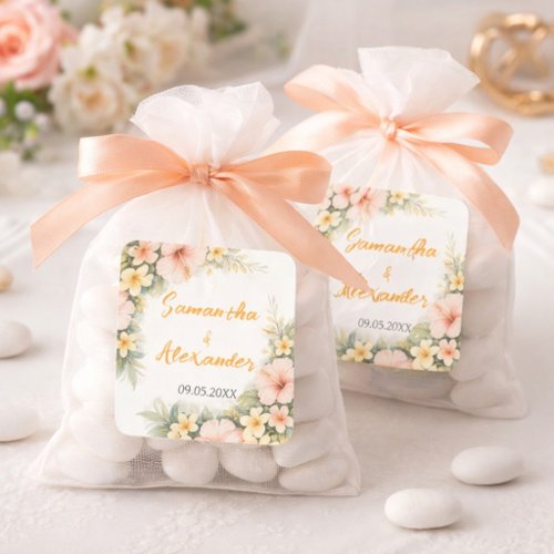 Delicate Soft Floral Romantic Blush Hibiscus Square Sticker