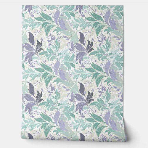 Delicate Soft pastel purple and sage green leaves Wallpaper