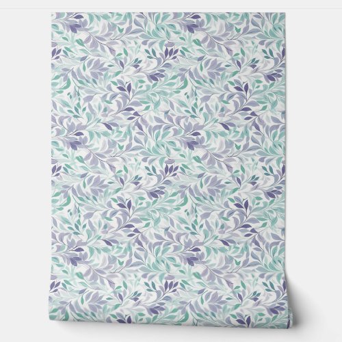 Delicate Soft pastel purple and sage green leaves Wallpaper