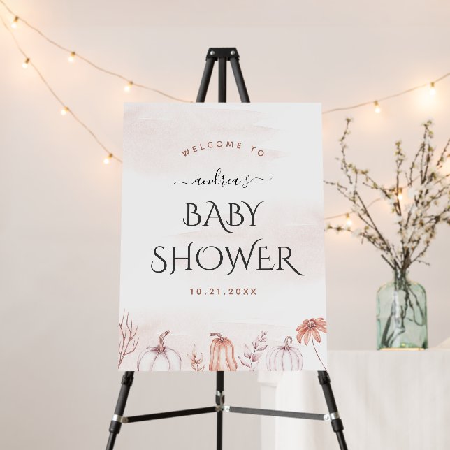 Delicate Soft Pink Autumn Fall Pumpkin Baby Shower Foam Board (In Situ (Stand))