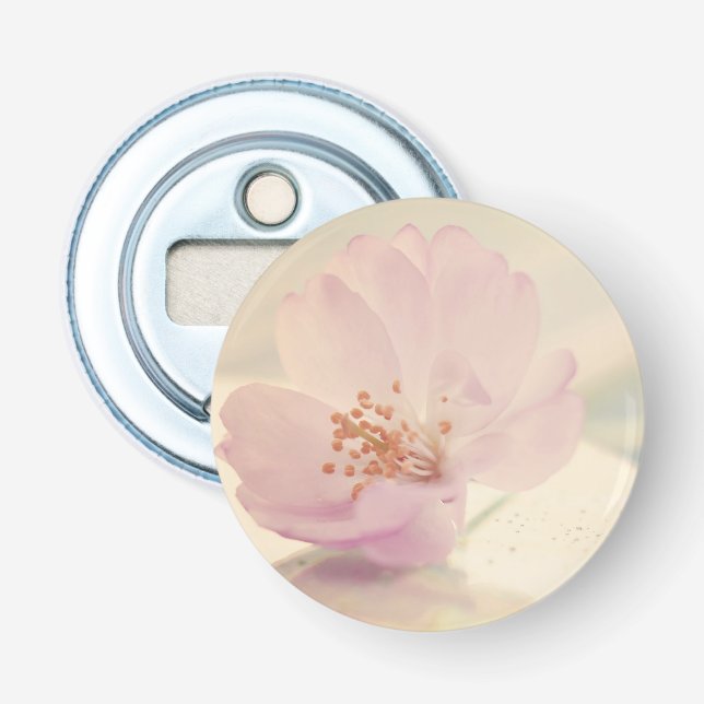 Delicate Soft Pink Cherry Blossom Flower Bottle Opener (Front)