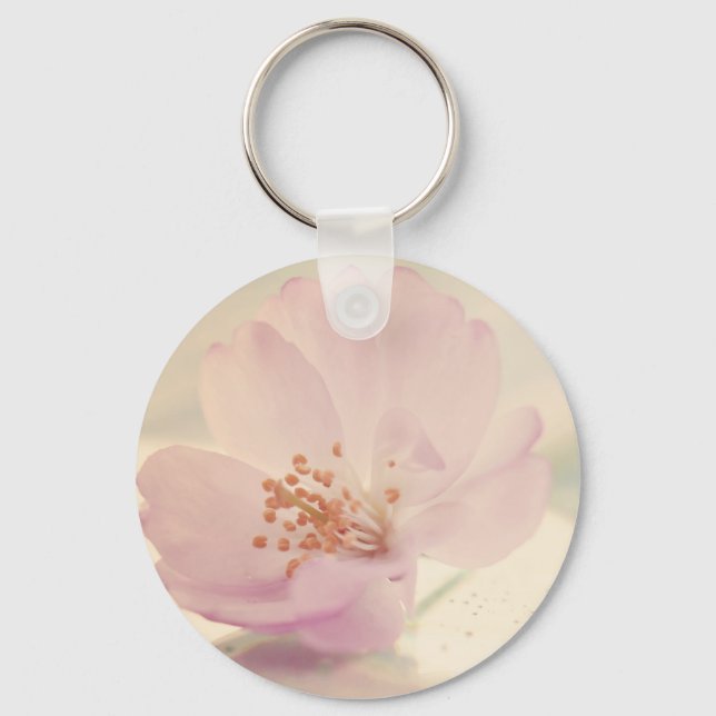 Delicate Soft Pink Cherry Blossom Flower Keychain (Front)