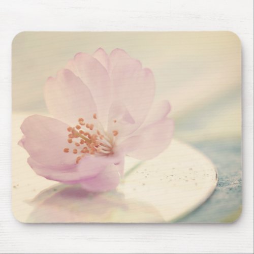 Delicate Soft Pink Cherry Blossom Flower Mouse Pad