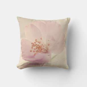Delicate Soft Pink Cherry Blossom Flower Throw Pillow