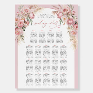 Delicate soft pink peonies pampas boho arch foam board