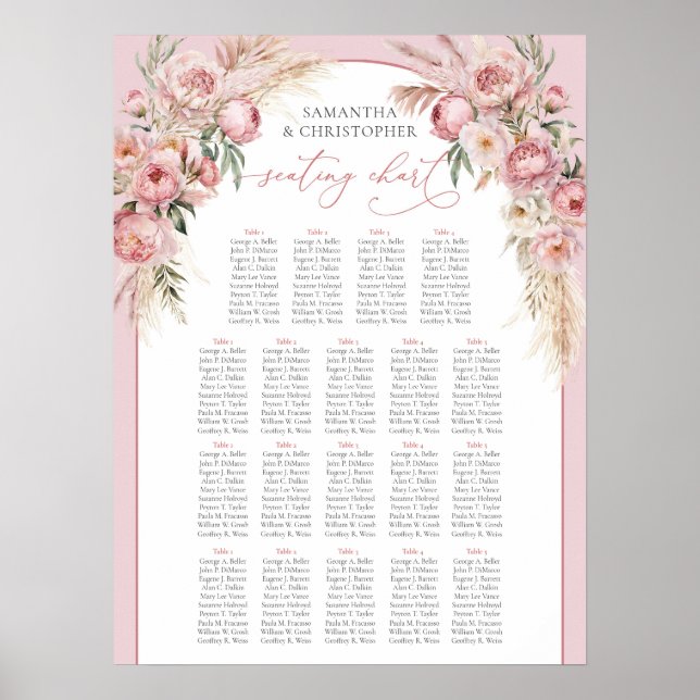 Delicate soft pink peonies pampas boho arch  poster (Front)