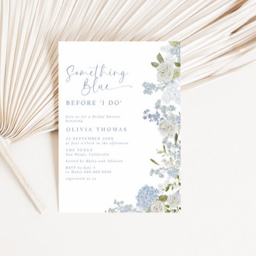 Delicate Soft Something Blue Floral Bridal Shower Invitation