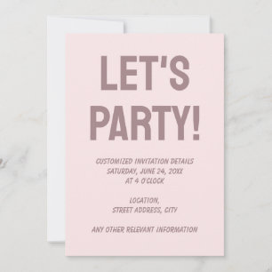 Delicate solid color plain blushing pink invitation