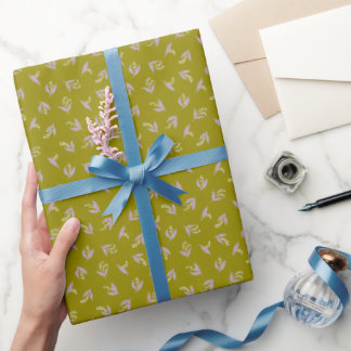 Delicate ‘Sprigs’ wrapping paper in olive green