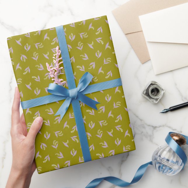 Delicate ‘Sprigs’ wrapping paper in olive green  (Gifting)