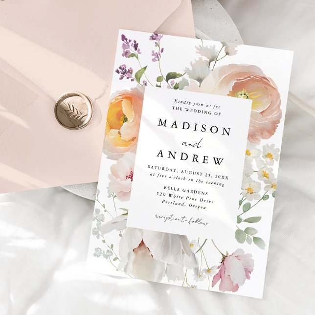 Delicate Spring Floral Frame Wedding Invitation (Creator Uploaded)