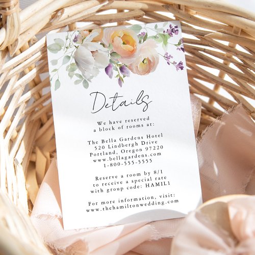 Delicate Spring Floral Wedding Details Enclosure Card