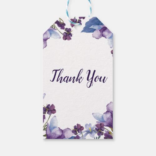 Delicate Spring Flowers Purple Floral Favor Gift Tags