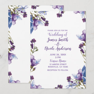 Delicate Spring Flowers Purple Floral Wedding Invitation