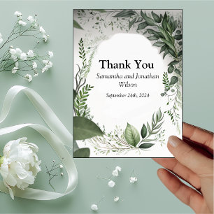 Delicate Spring Leaves Encircle Wedding Thank You Card