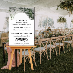 Delicate Spring Leaves Wedding Drinks Menu Foam Board